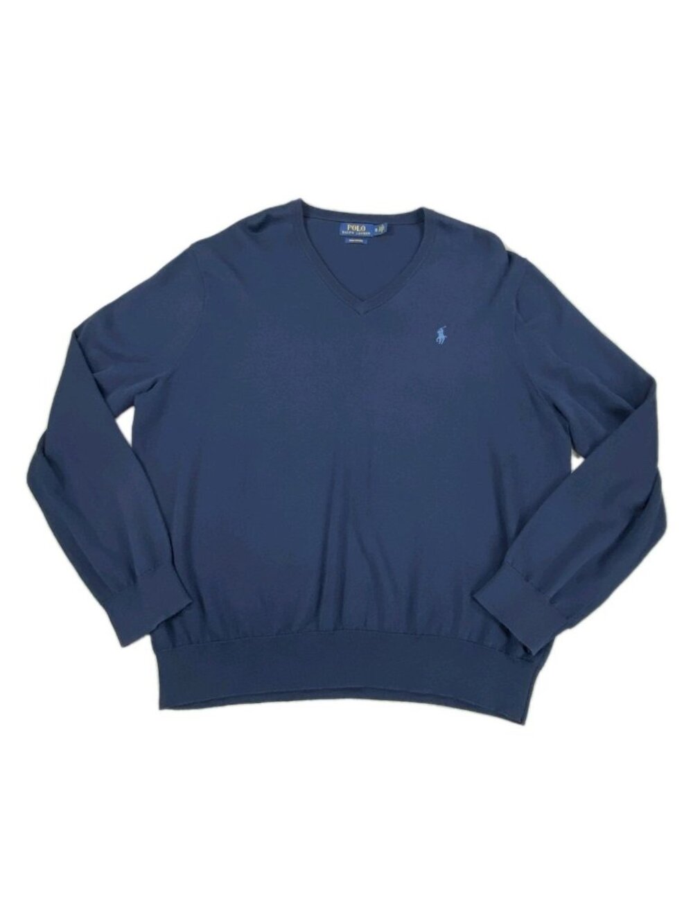 Polo Ralph Lauren Sweater Men XL Navy Blue Cotton Tight Knit Golf School Walking